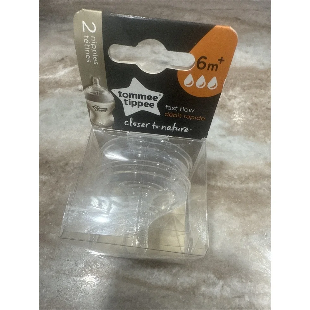 Tommee Tippee Natural Start Fast Flow Feeding Nipples 6M+ 2pc New Baby Bottle